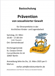 Prävention-Schulung für Ehrenamtliche