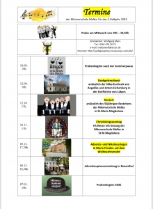 2. Halbjahresplan 2025 der Männerschola MELBA