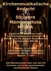 Plakat zur Kirchenmusikalischen Andacht in St. Maria Magdalena 