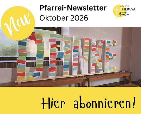 Buchstaben "DANKE" mit vielen bunten Post-Its - Der Pfarrei-Newsletter für Oktober